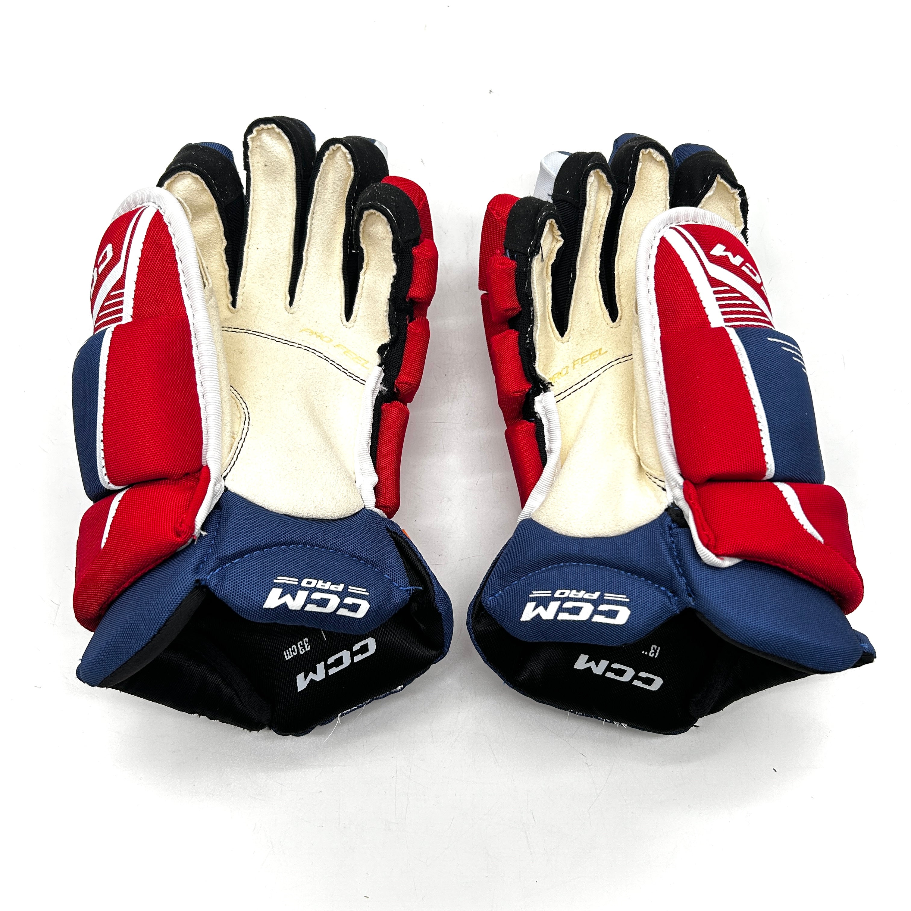 CCM HGJS - Used NHL Pro Stock Hockey Glove - Montreal Canadiens (Blue/White/Red) #2